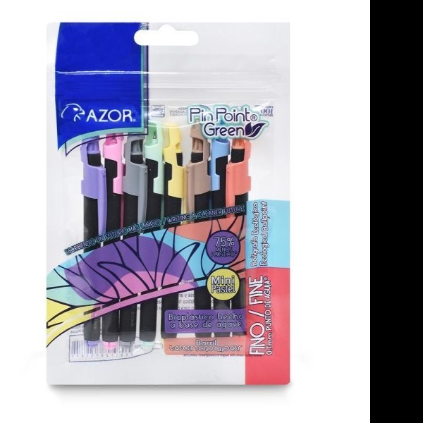 BOLIGRAFO GREEN MINI AZOR 0.7 MM BOL.C8 COL.PASTEL E.8 C.24